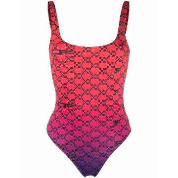 Arrows gradient-effect branded swimsuit