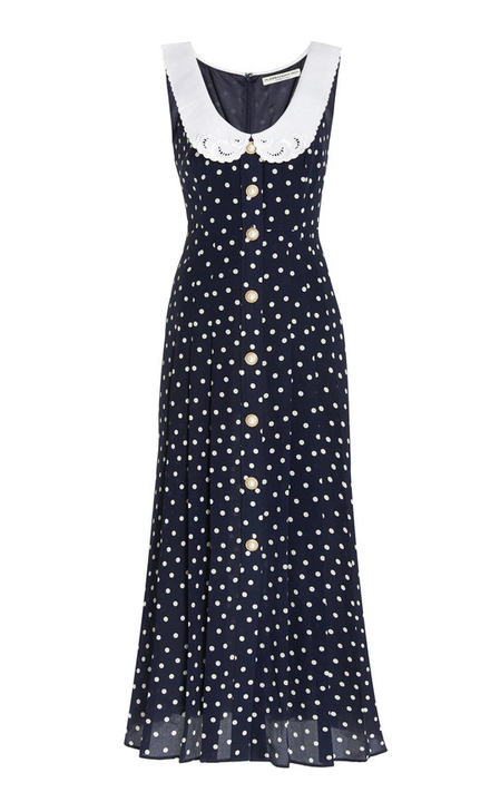 Polka Dot Silk Midi Dress展示图