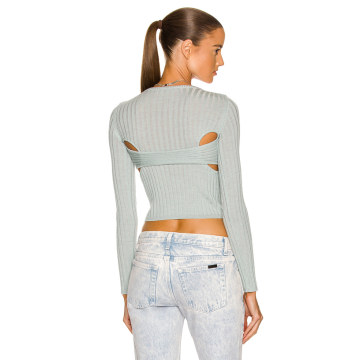 Reveal Silk Cashmere Rib Cropped Crew Top