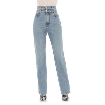 Double Belted Straight-Leg Jeans