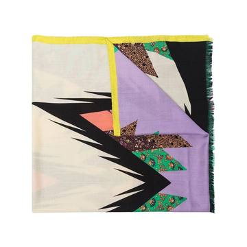 graphic-print frayed scarf