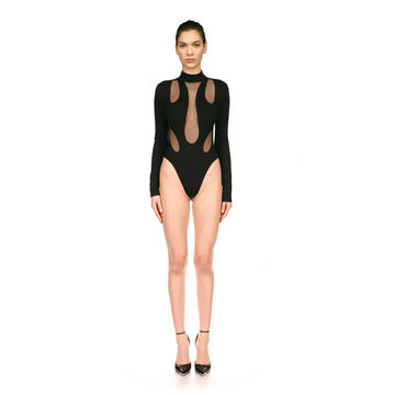 Net-Insert Jersey Bodysuit