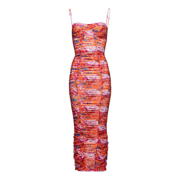 Printed Ruched Maxi Dress