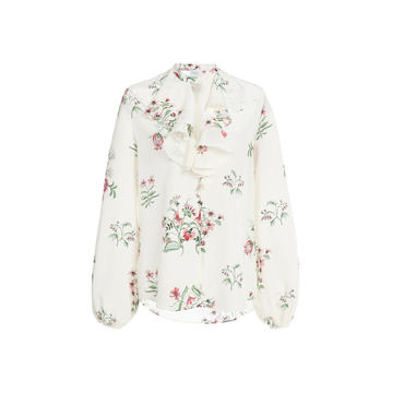 Ruffled Crepe de Chine Blouse