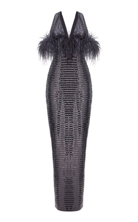 Fringe-Detailed Sequin Maxi Dress展示图