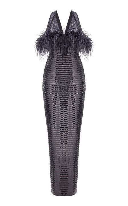 Fringe-Detailed Sequin Maxi Dress展示图