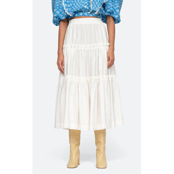 Sloane Tiered Cotton Midi Skirt