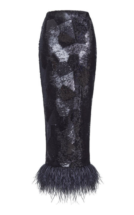 Fringe-Detailed Sequin Midi Skirt展示图