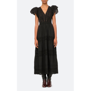Georgina Eyelet Flutter-Sleeve Cotton Maxi Dress