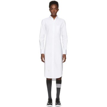 White Classic Button-Down Point Collar Shirt Dress