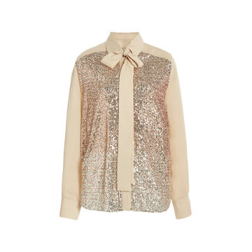 Sequin Silk-Blend Shirt