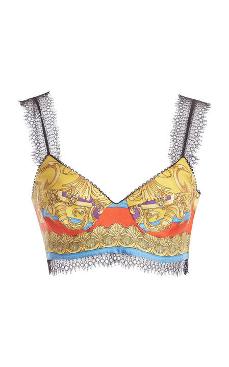 Lace-Trimmed Heritage-Print Silk Twill Bra Top展示图