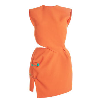 Pin-Detailed Cutout Satin Mini Dress