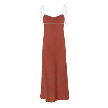 Odette Shoulder-Tie Linen Maxi Dress