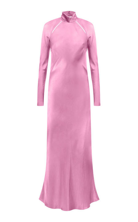 Audrey High-Neck Satin Maxi Dress展示图