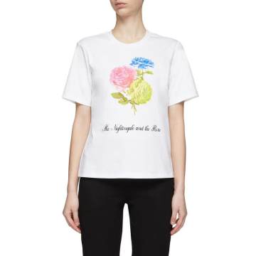 花卉印花图案纯棉 T 恤