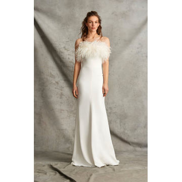 Aster Feathered Strapless Gown