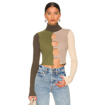 Rib Knit Knotted Long Sleeve Top