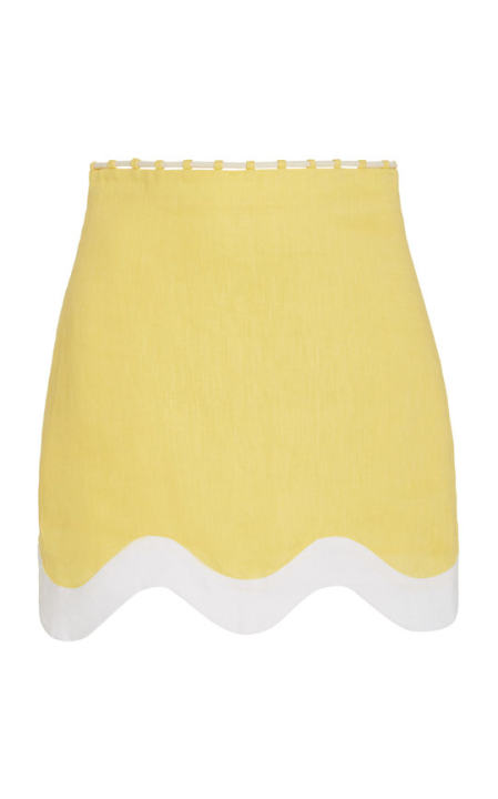 Arianna Scalloped Linen Mini Skirt展示图