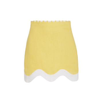 Arianna Scalloped Linen Mini Skirt