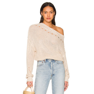 Aria Off Shoulder Pointelle Sweater