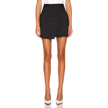 Wrap Pinstripe Mini Skirt