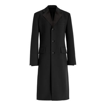 Satin-Lapel Wool-Blend Coat