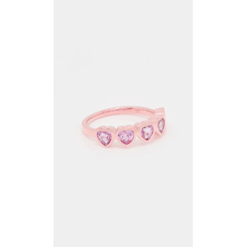 14k 玫瑰金多色粉色蓝宝石心形戒指