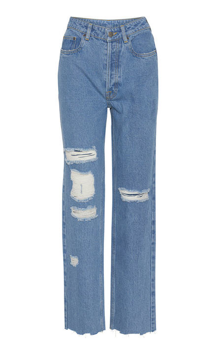 Distressed Organic Cotton Straight-Leg Jeans展示图