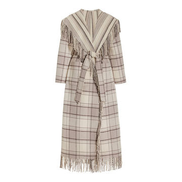 Carrie Fringe Wool-Blend Robe Coat