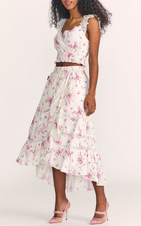 Viva Floral-Print Cotton Midi Skirt展示图