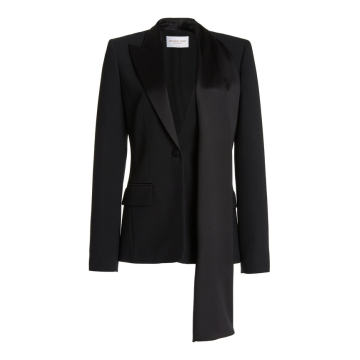 Scarf-Detailed Double Crepe Blazer