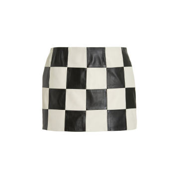 Checkered Wool-Blend Mini Skirt