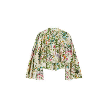 Floral Tapestry Cotton-Blend Blouse
