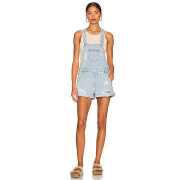 Meghan Distressed Short Overalls