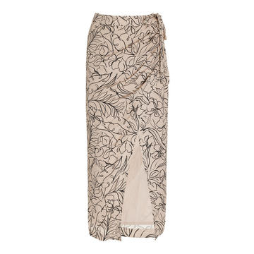 Valencia Printed Linen Midi Wrap Skirt