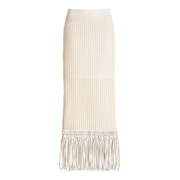 Arden Fringe-Detailed Jersey Midi Skirt