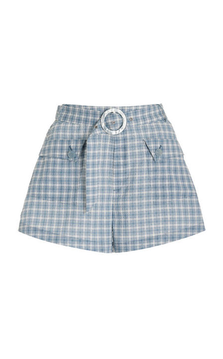 Cathy Belted Checked Cotton-Blend Seersucker Shorts展示图