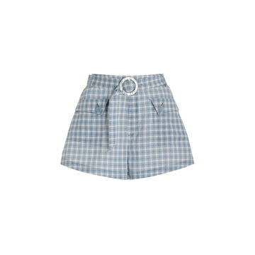 Cathy Belted Checked Cotton-Blend Seersucker Shorts