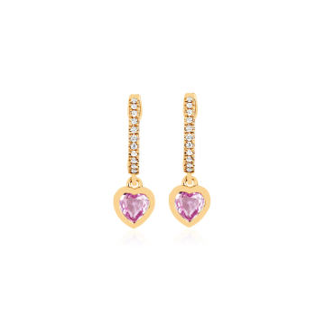 14K Yellow Gold Diamond, Sapphire Mini Huggie Earrings