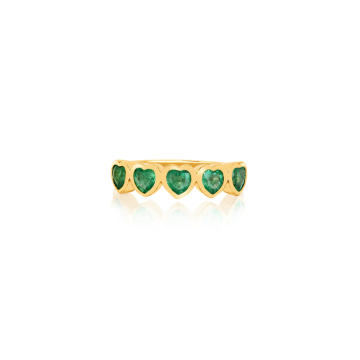 14K Yellow Gold Emerald Heart Ring