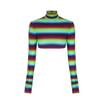 Beale Rainbow Stripe Jersey Crop Top