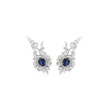 18K White Gold Reign Supreme Diamond and Sapphire Earrings