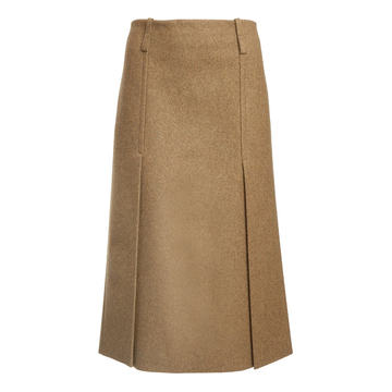 Belted Wool Midi Skirt