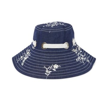 刺绣亚麻混纺渔夫帽