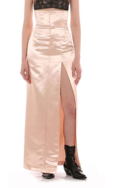 High-Slit Satin Maxi Skirt展示图