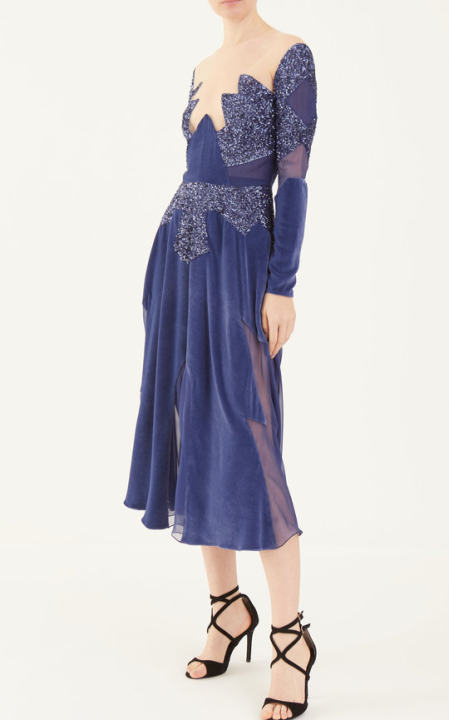 Sequin-Embroidered Midi Dress展示图
