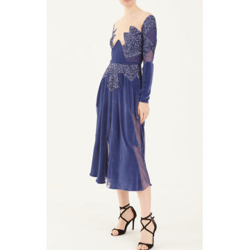 Sequin-Embroidered Midi Dress
