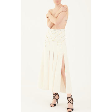 Stud-Embellished Midi Skirt