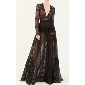 Plunge Lace Gown